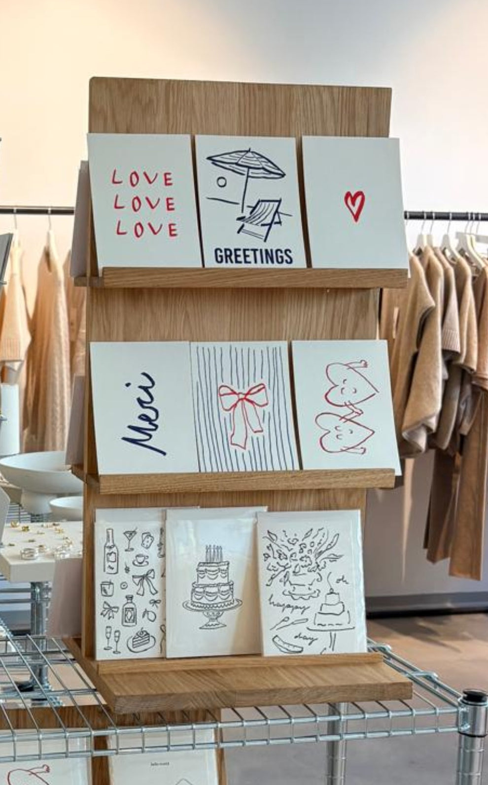 Double-sided solid oak card display for 12–18 cards