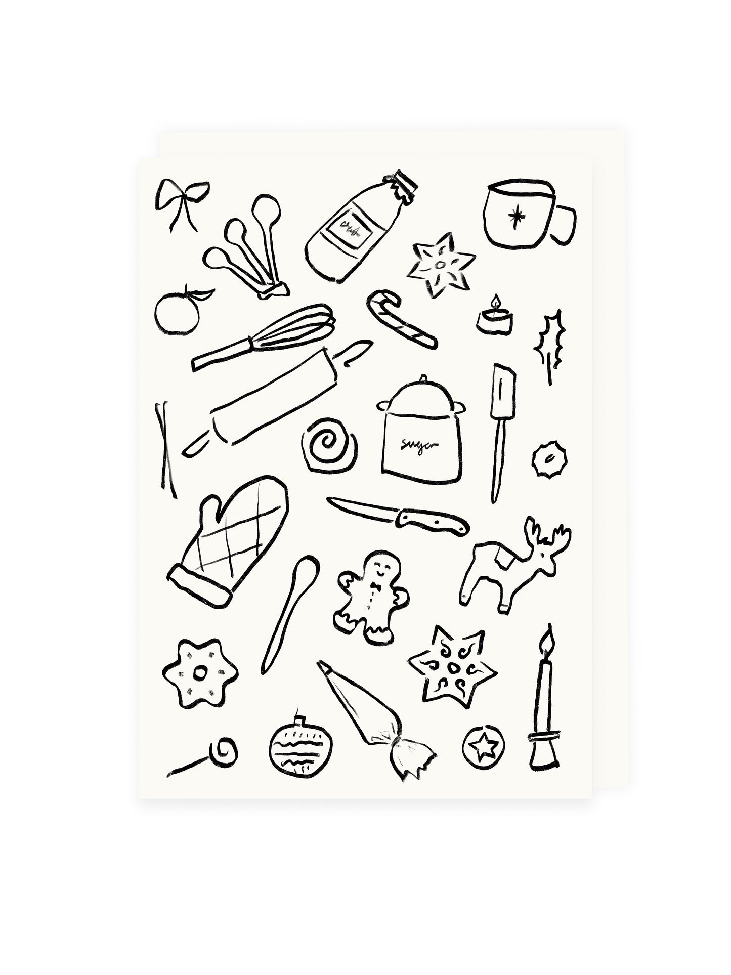 Folding card Christmas bakery (risograph)