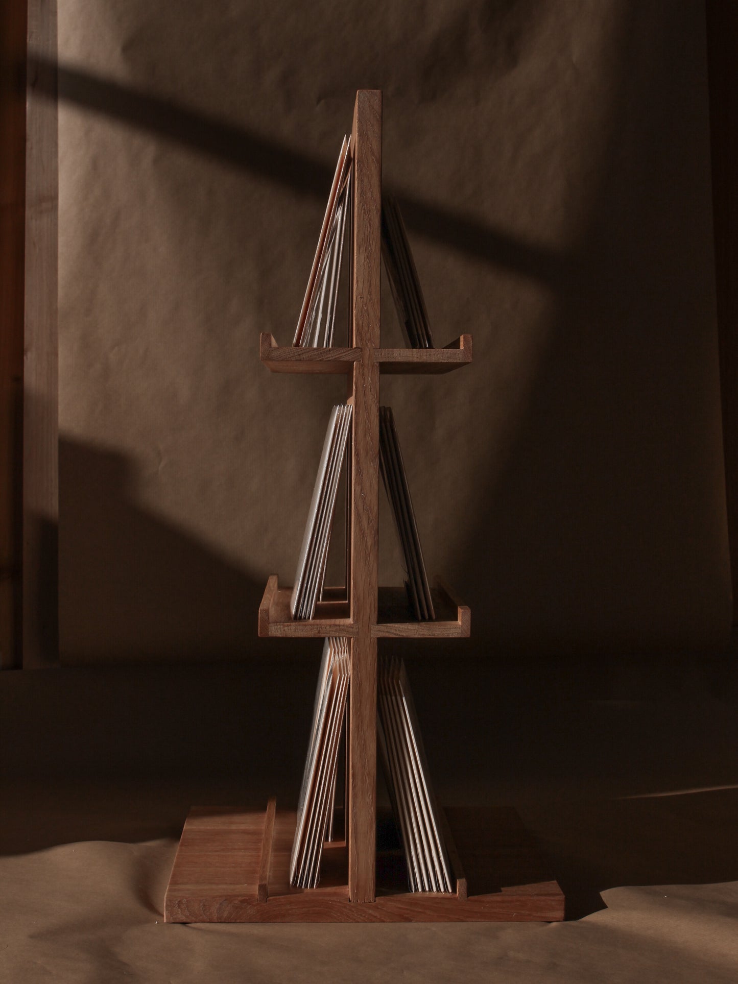 2-sided solid wood card stand for 12 cards (loan available)