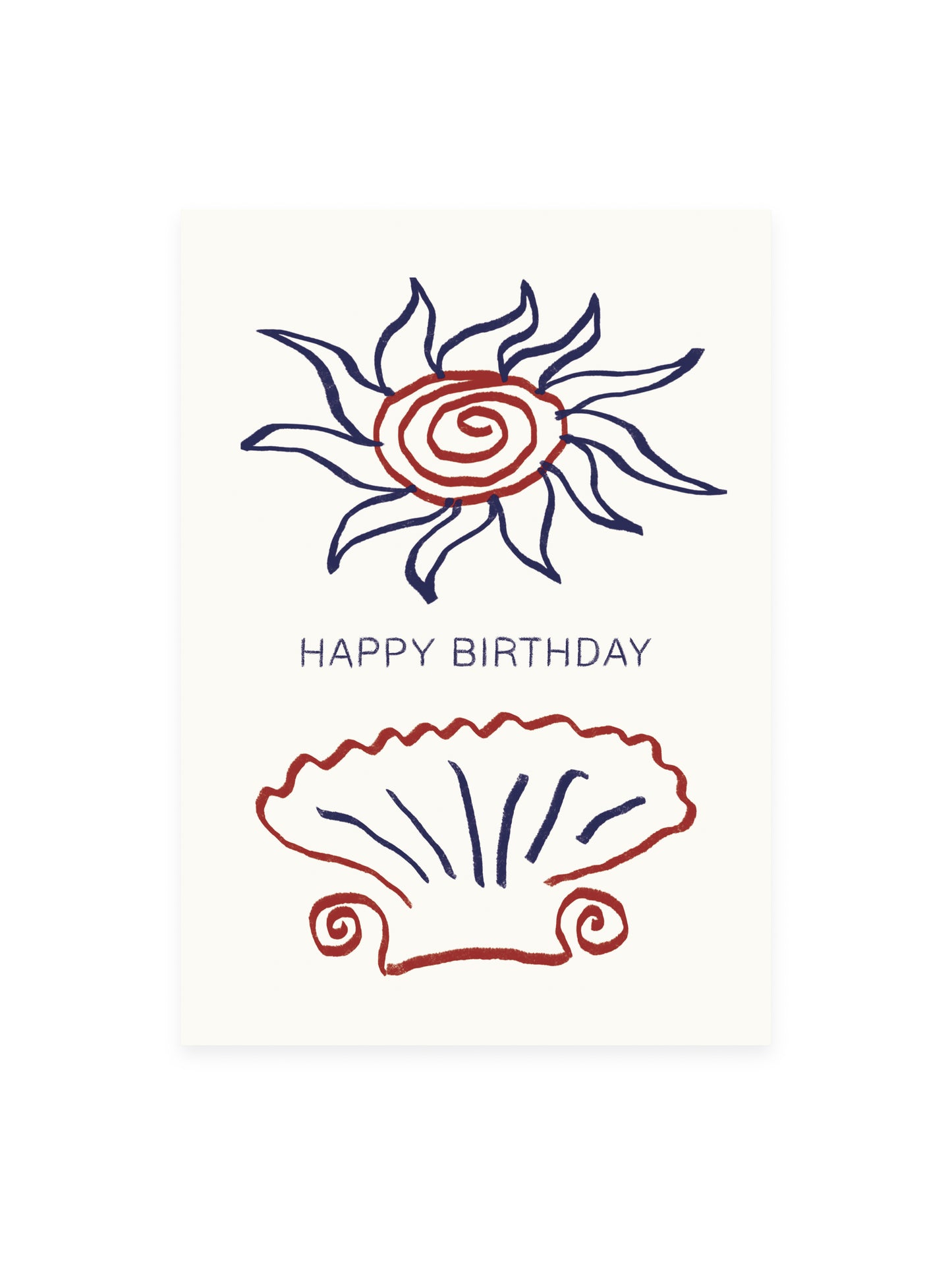 Postcard 'Happy Birthday' Sun and Shell (Risograph)