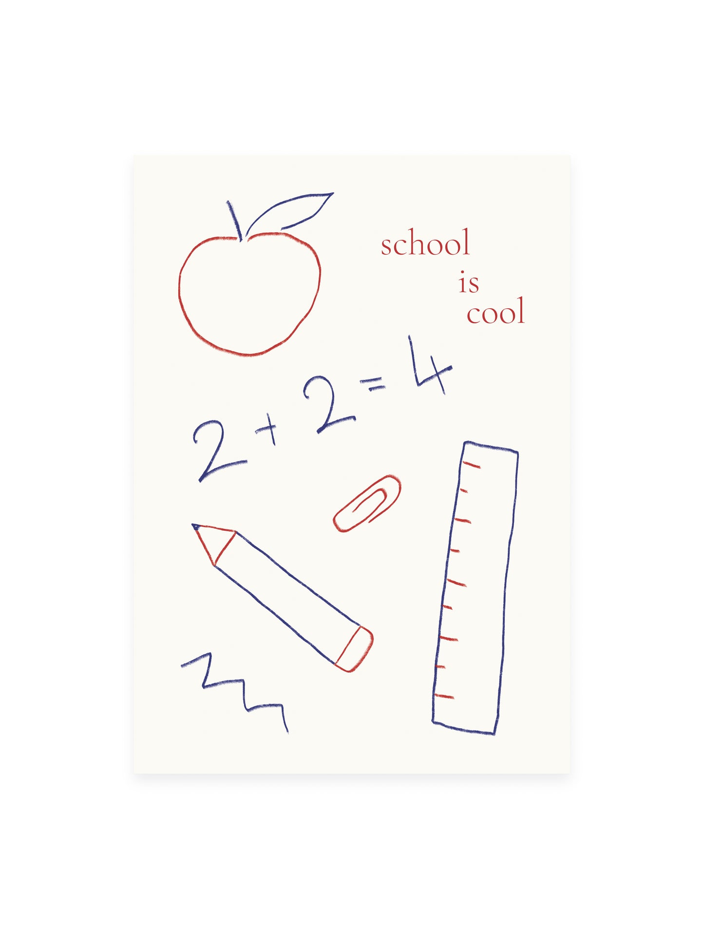 Postcard 'school is cool' (risograph)
