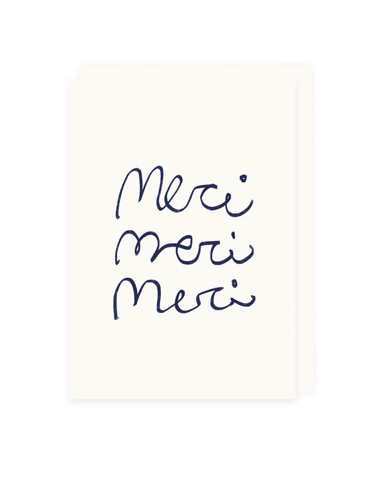 Folding card 'merci merci merci' (risography)
