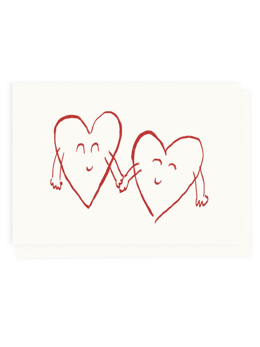 Folding card Two Hearts (Risograph)