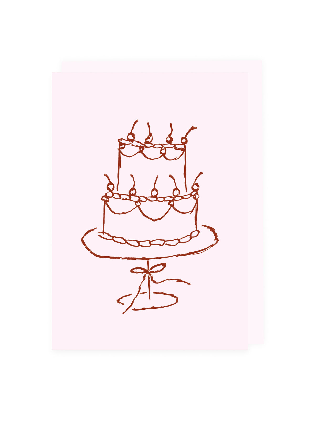Folded card cake pink brown (risograph)