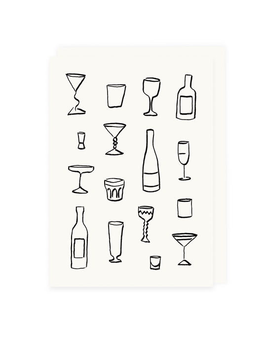 Folding card drinks (risography)
