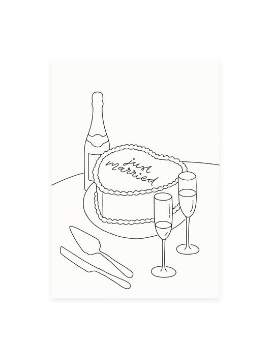 Postcard 'just married'