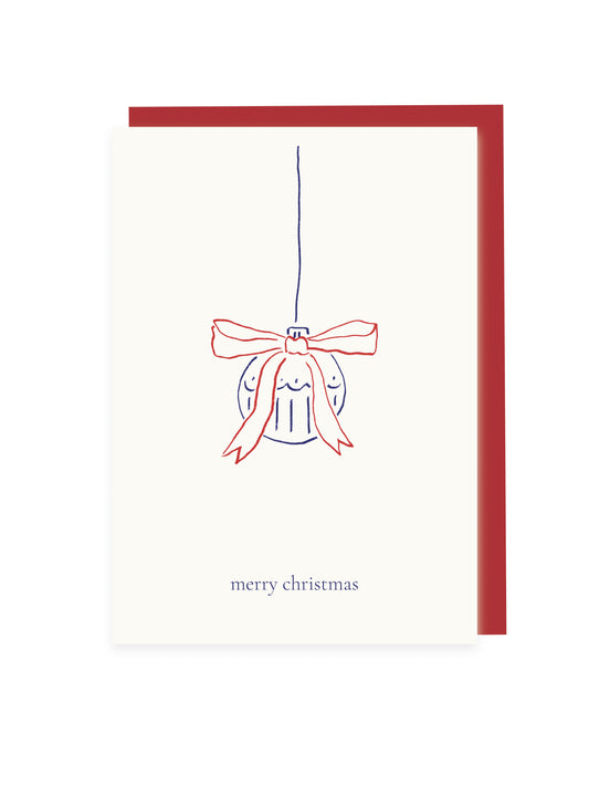 Folding card 'merry christmas' Christmas tree ball (risography)