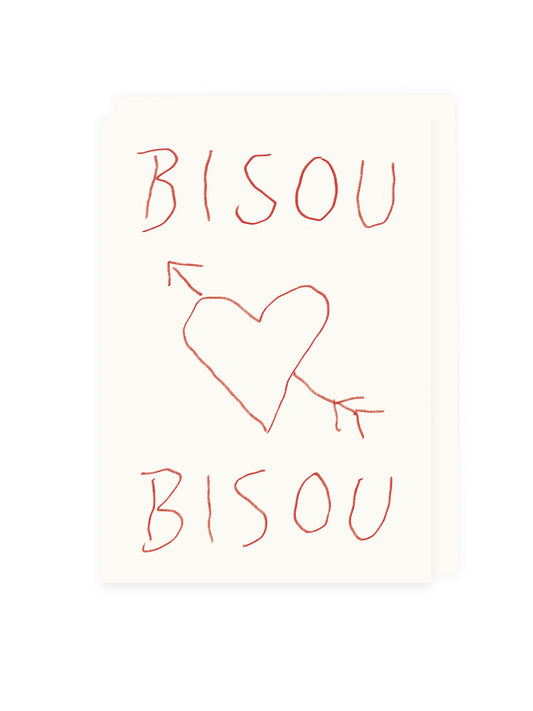 Folding card 'Bisou Bisou' (risography)