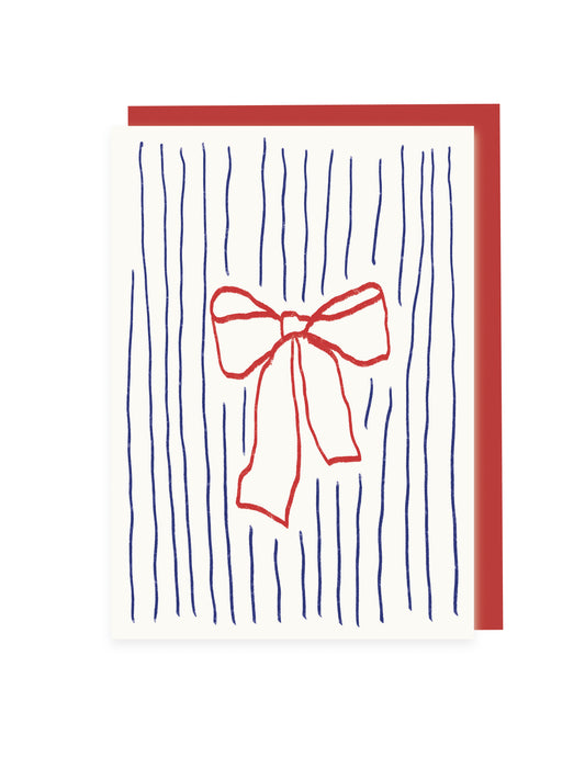 Folding card bow and stripes (risography)