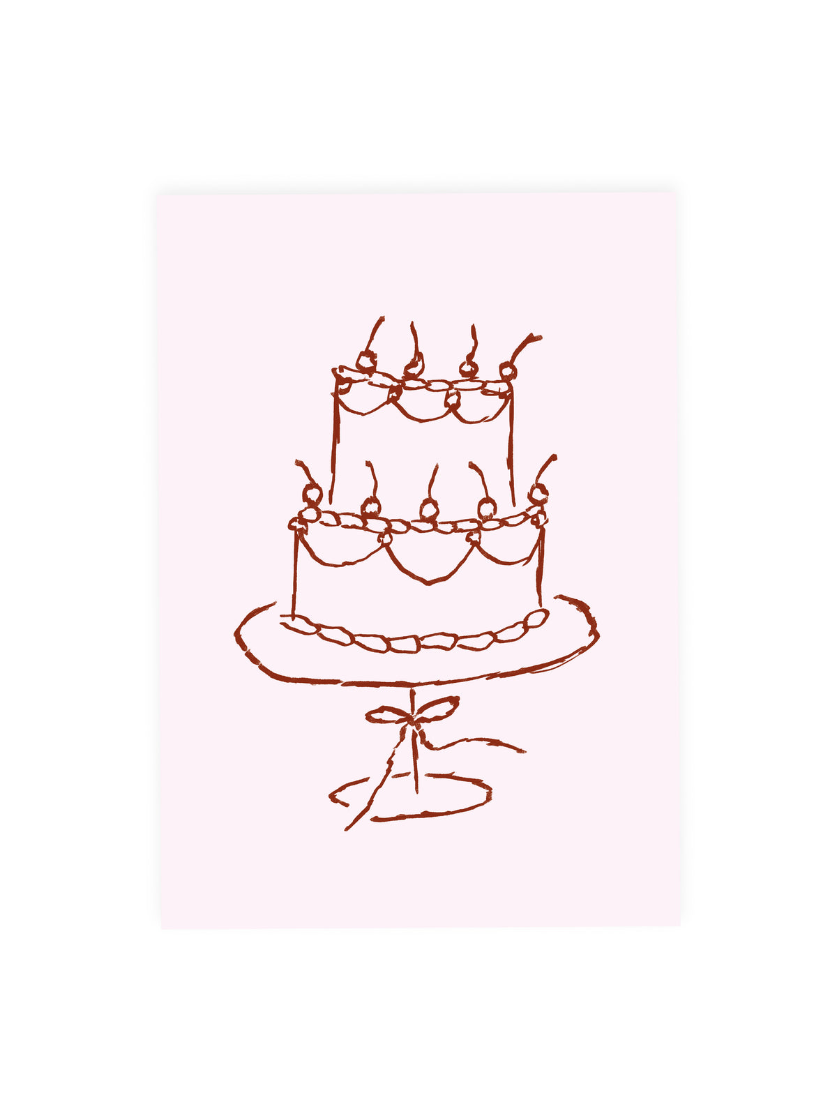 Postcard Cake Pink Brown (Risograph)