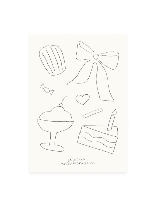 Postcard 'Joyeux Anniversaire' (risography)
