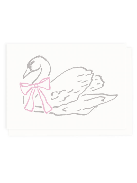 Folding card swan with pink bow