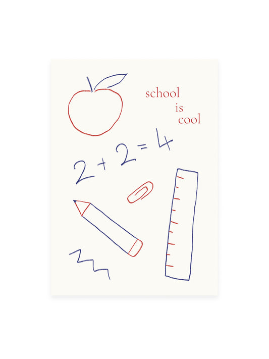 Postcard 'school is cool' (risograph)